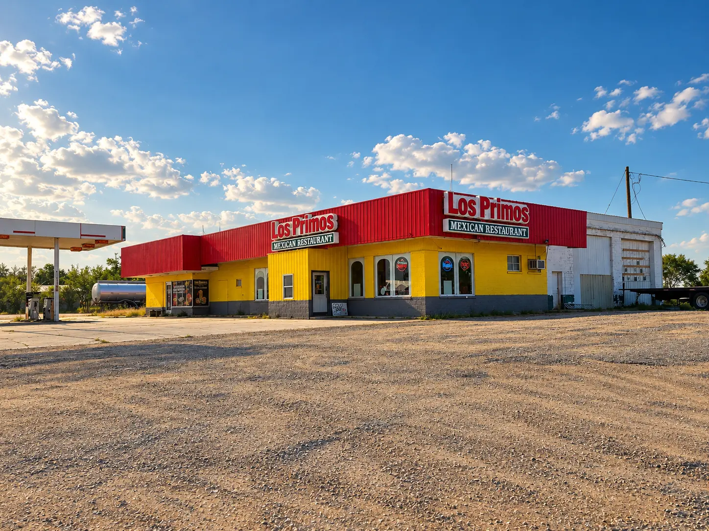 Exterior of the Los Primos Mexican Restaurant building